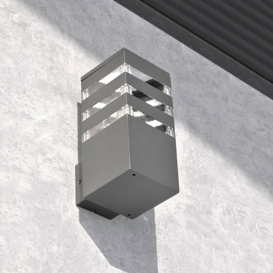 LED RGBW, dæmpbar udendørs væglampe TEKSAS 1xE27/9W/230V 2700–6500K Wi‑Fi IP44 antracit