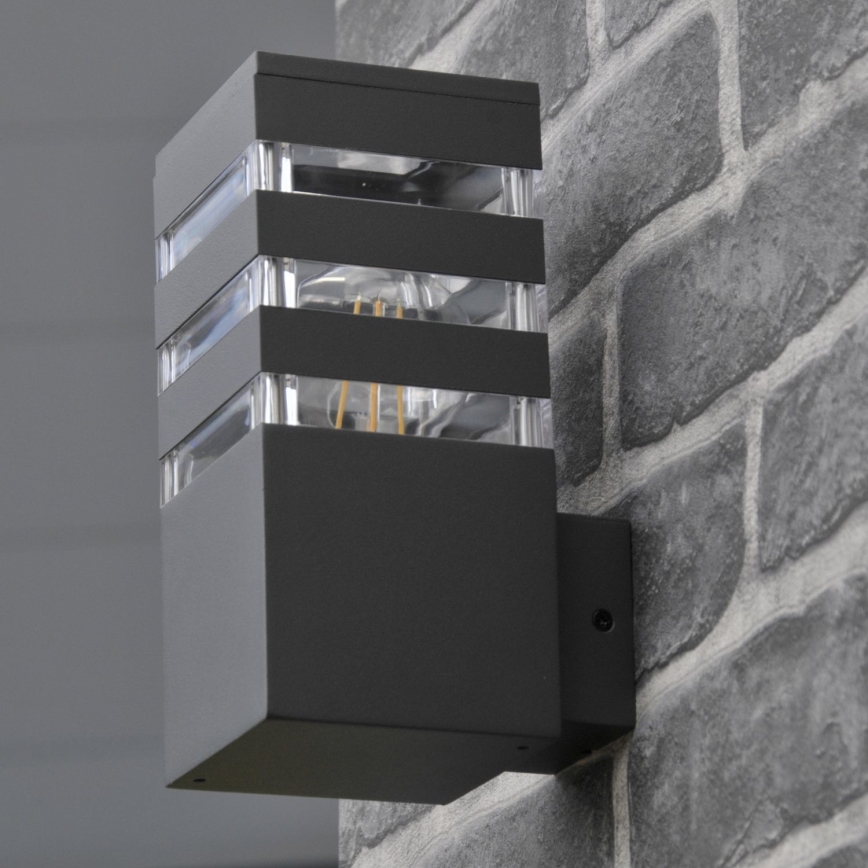 LED RGBW, dæmpbar udendørs væglampe TEKSAS 1xE27/9W/230V 2700–6500K Wi‑Fi IP44 antracit