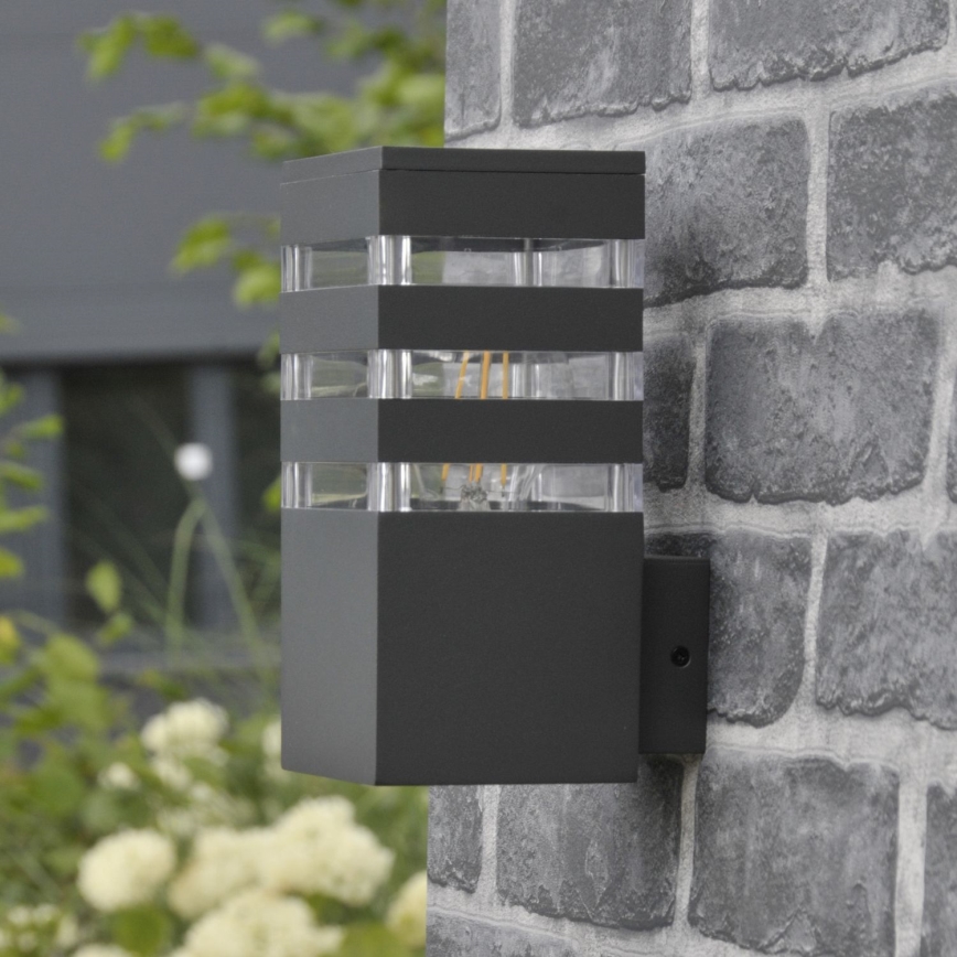 LED RGBW, dæmpbar udendørs væglampe TEKSAS 1xE27/9W/230V 2700–6500K Wi‑Fi IP44 antracit