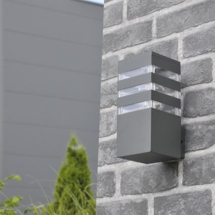LED RGBW, dæmpbar udendørs væglampe TEKSAS 1xE27/9W/230V 2700–6500K Wi‑Fi IP44 antracit