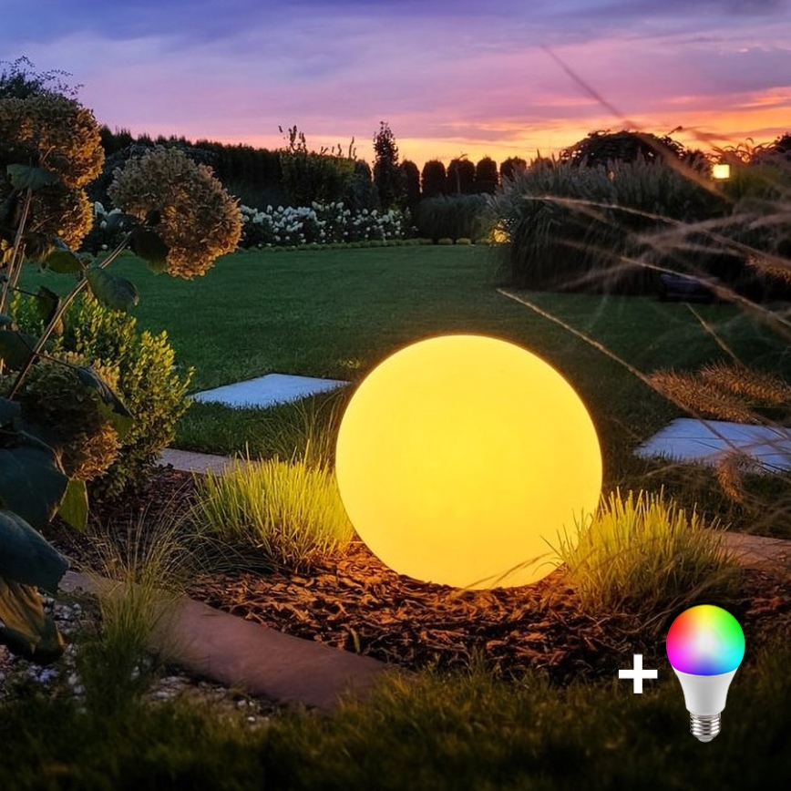 LED RGBW dæmpbar udendørslampe GLOBO 1xE27/9W/230V 2700–6500K Ø 60 cm IP44 Wi‑Fi