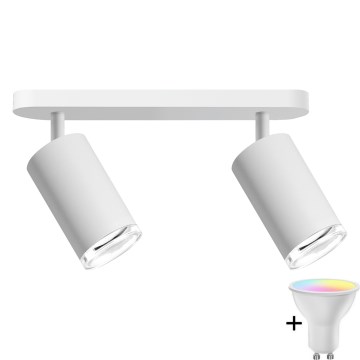 LED RGBW Dæmpbart badeværelses downlight TURYN 2xGU10/6,5W/230V 2700-6500K Wi-Fi IP44 hvid