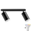 LED RGBW Dæmpbart badeværelses downlight TURYN 2xGU10/6,5W/230V 2700-6500K Wi-Fi IP44 sort