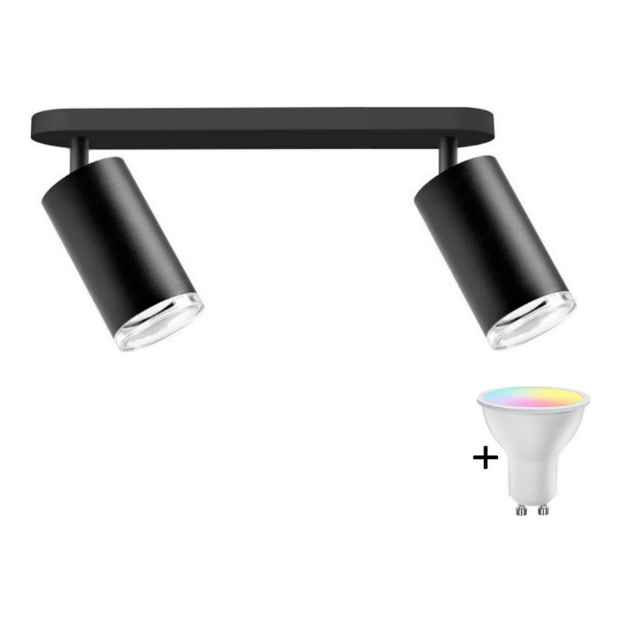 LED RGBW Dæmpbart badeværelses downlight TURYN 2xGU10/6,5W/230V 2700-6500K Wi-Fi IP44 sort
