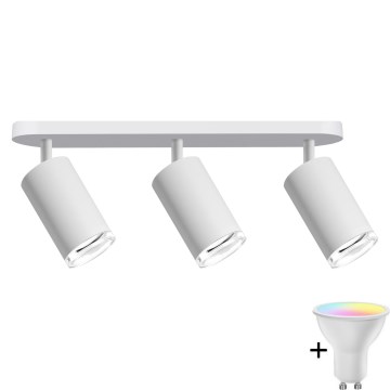 LED RGBW Dæmpbart badeværelses spotlys TURYN 3xGU10/6,5W/230V 2700-6500K Wi-Fi IP44 hvid