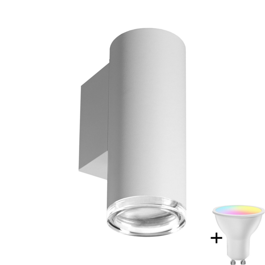 LED RGBW Dæmpbart badeværelses væglampe TURYN 1xGU10/6,5W/230V 2700-6500K Wi-Fi IP44 hvid