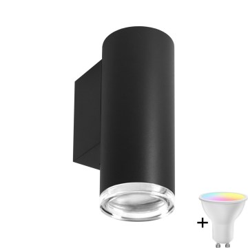 LED RGBW Dæmpbart badeværelses væglampe TURYN 1xGU10/6,5W/230V 2700-6500K Wi-Fi IP44 sort