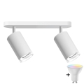 LED RGBW dæmpbart badeværelsesspot TURYN 2xGU10/6,5W/230V 2700-6500K Wi-Fi IP44 hvid