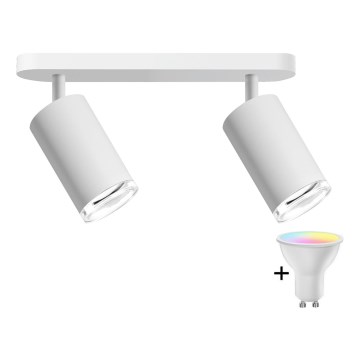 LED RGBW dæmpbart badeværelsesspot TURYN 2xGU10/6,5W/230V 2700-6500K Wi-Fi IP44 hvid