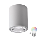 LED RGBW Dæmpbart Spotlight JUPITER 1xE27/6,5W/230V 2700-6500K Wi-Fi Ø 9,8 cm grå