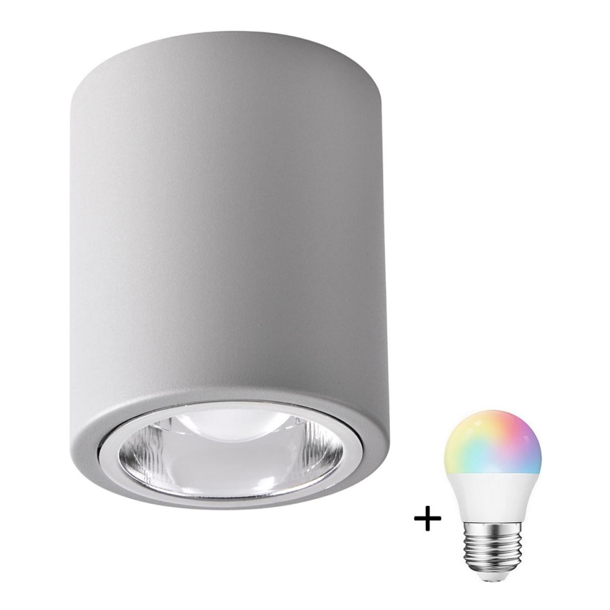LED RGBW Dæmpbart Spotlight JUPITER 1xE27/6,5W/230V 2700-6500K Wi-Fi Ø 9,8 cm grå