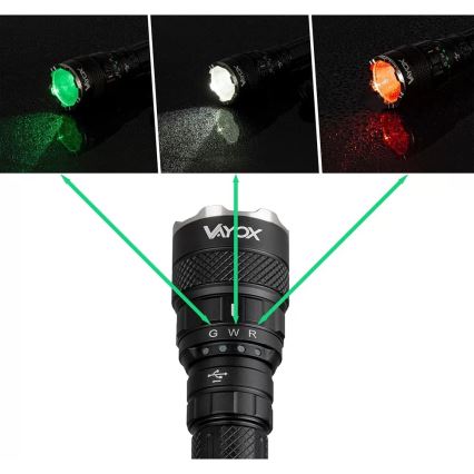 LED RGBW Dæmpbar genopladelig lommelygte LED/15W/5V IP66 1500 lm 2000 mAh