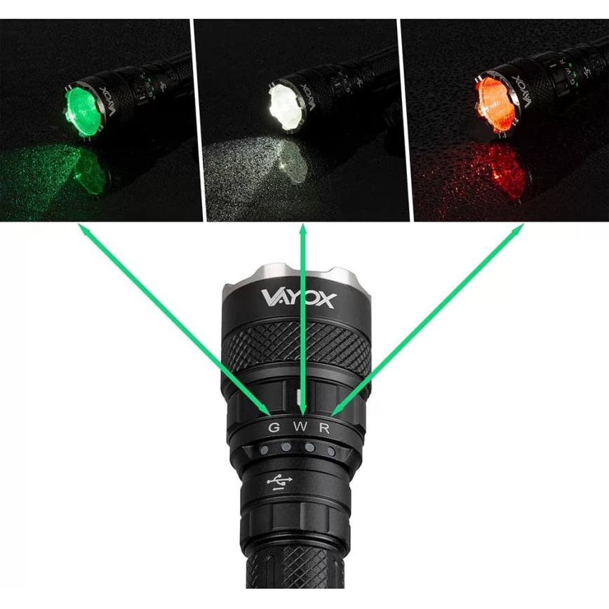 LED RGBW Dæmpbar genopladelig lommelygte LED/15W/5V IP66 1500 lm 2000 mAh