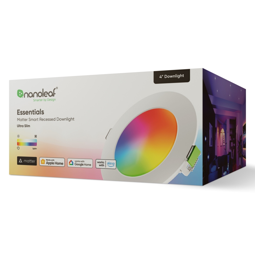 Nanoleaf - LED RGBW Indbygningslampe dæmpbar ESSENTIALS LED/6W/230V 2700-6500K CRI 90 Wi-Fi