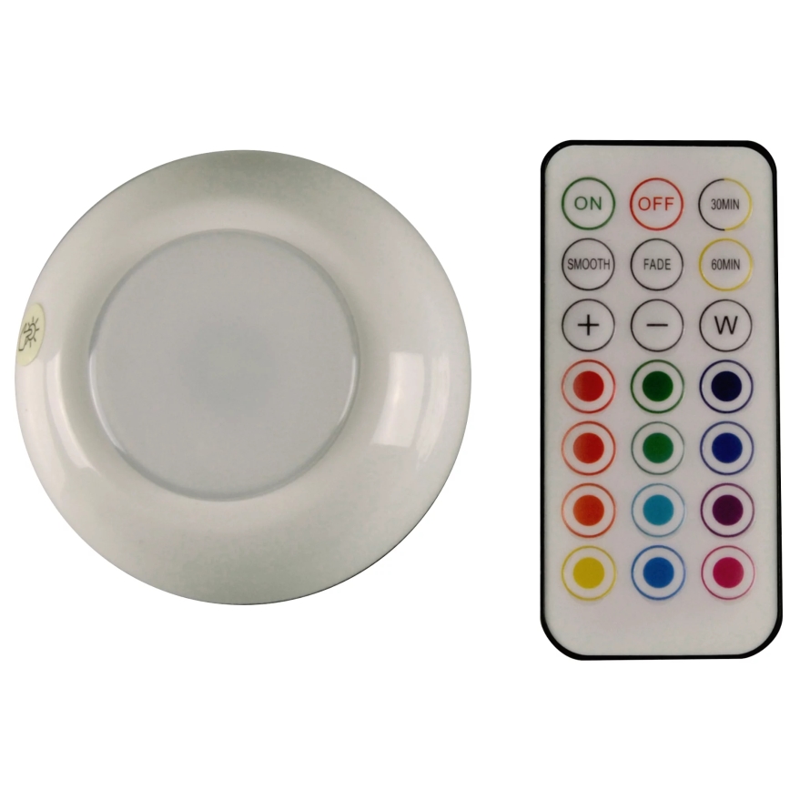 LED RGBW dæmpbart møbelbelysning LED/0,5W/4,5V 3xAAA hvid + fjernbetjening