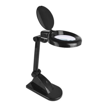LED skrivebordslampe med lup LED/6W/230V 6500K sort