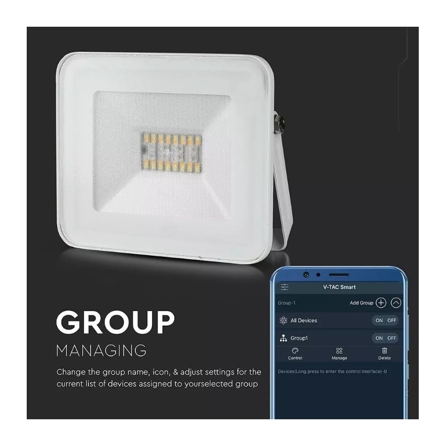 LED smart-projektør dæmpbar RGB-farver LED/20W/230V IP65 hvid
