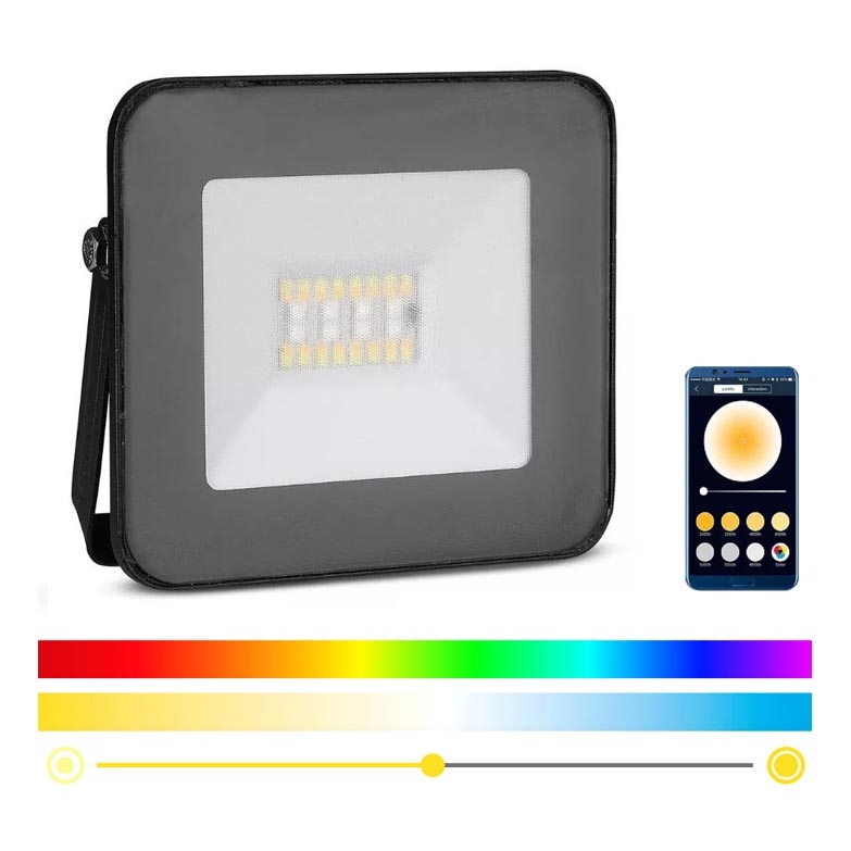 LED smart-projektør dæmpbar RGB-farver LED/20W/230V IP65 sort