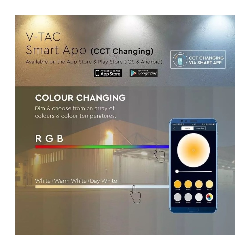 LED smart-projektør dæmpbar RGB-farver LED/20W/230V IP65 sort