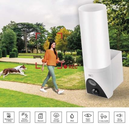 LED Smart udendørskamera med lys GoSmart LED/12W/230V IP65 Wi-Fi Tuya hvid