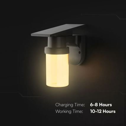 LED solcelledrevet væglampe LED/3,7V 2700/3200/5000K IP54 1800 mAh sort/røgbeige + fjernbetjening