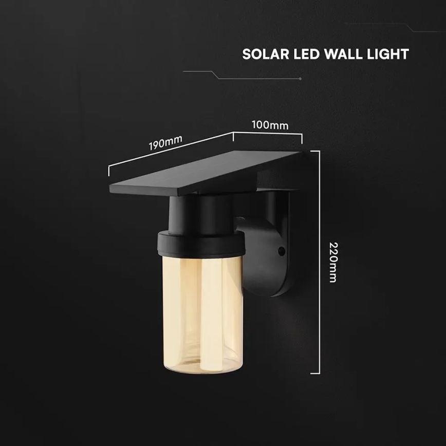 LED solcelledrevet væglampe LED/3,7V 2700/3200/5000K IP54 1800 mAh sort/røgbeige + fjernbetjening