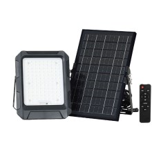 LED Solar projektør LED/10W/3,7V IP65 4000K sort + fjernbetjening