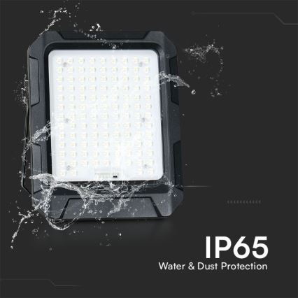 LED Solar projektør LED/10W/3,7V IP65 4000K sort + fjernbetjening