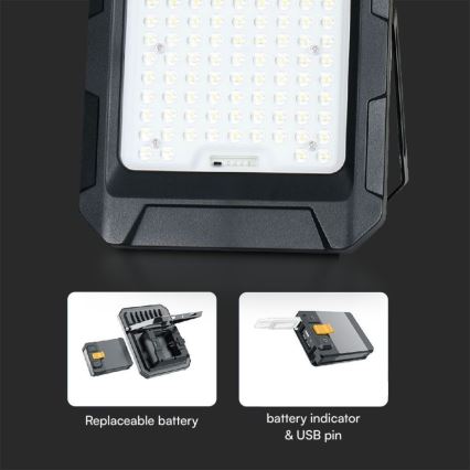 LED Solar projektør LED/10W/3,7V IP65 4000K sort + fjernbetjening