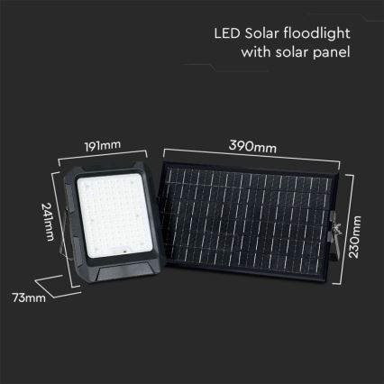 LED Solar projektør LED/15W/3,7V IP65 4000K sort + fjernbetjening