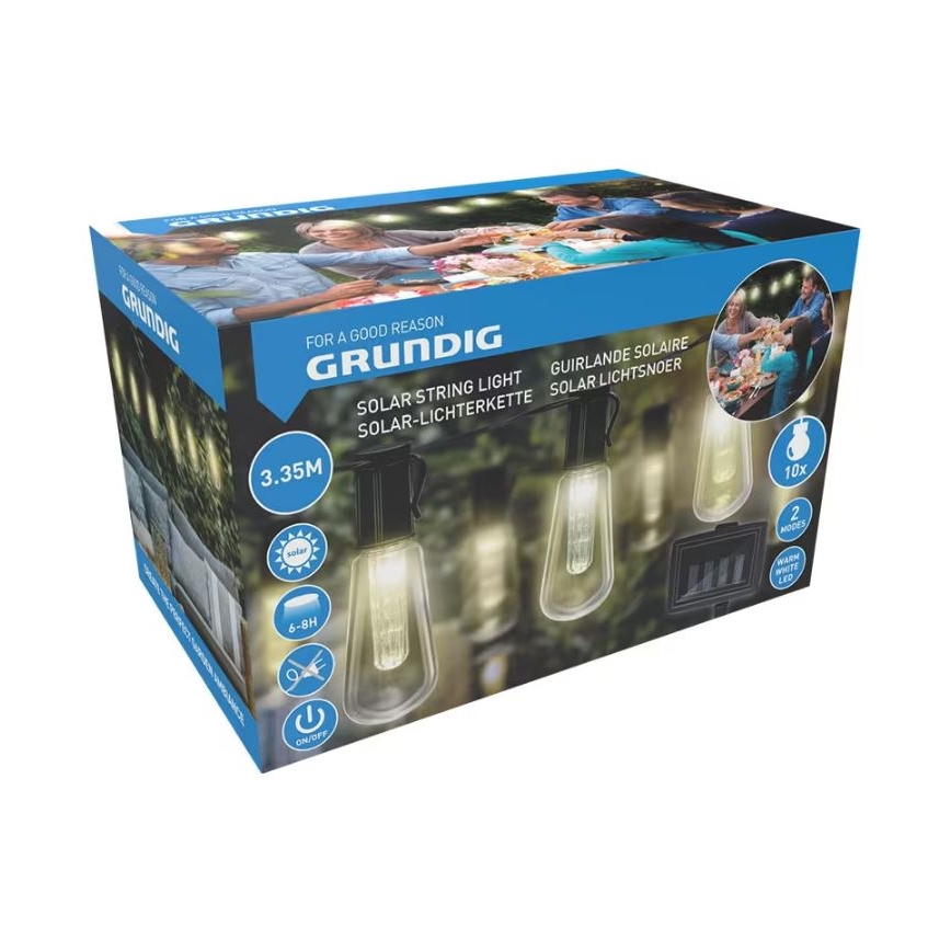 LED Solarlanternekæde 3,35 m 10xLED/1,2V 600 mAh