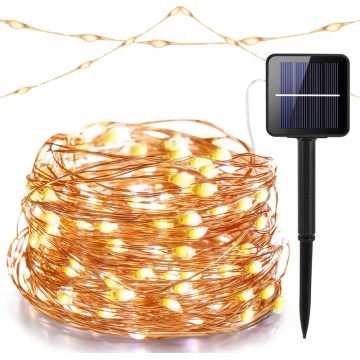 LED solcelle-dekorationskæde 200xLED/1,2V 800 mAh 12 m IP44 sort