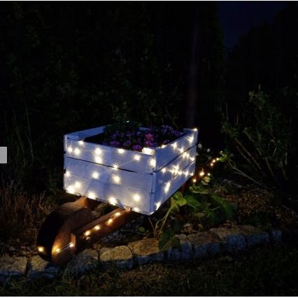 LED solcelle-dekorationskæde 200xLED/1,2V 800 mAh 12 m IP44 sort