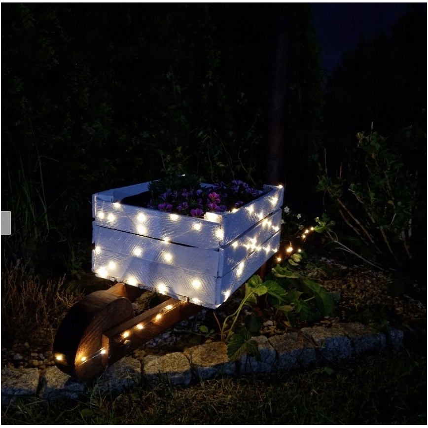 LED solcelle-dekorationskæde 200xLED/1,2V 800 mAh 12 m IP44 sort