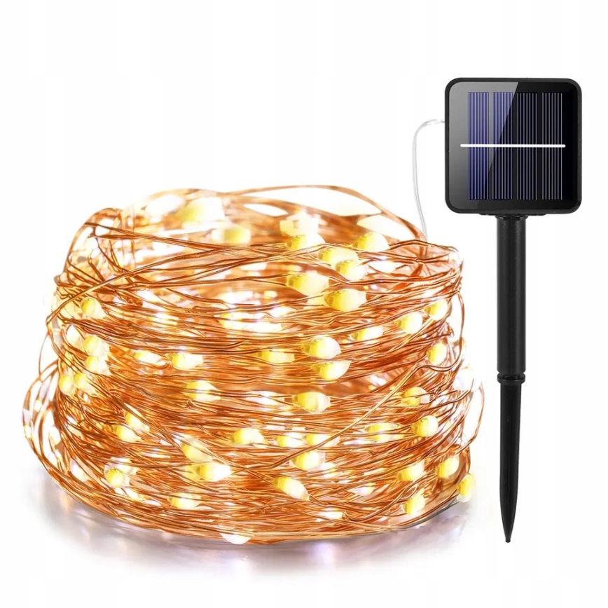 LED solcelle-dekorationskæde 200xLED/1,2V 800 mAh 12 m IP44 sort