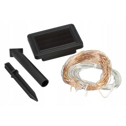 LED solcelle-dekorationskæde 200xLED/1,2V 800 mAh 12 m IP44 sort