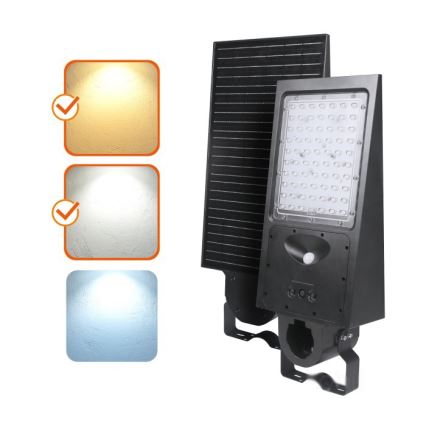 LED-dæmpbar solcelledrevet gadelampe med sensor STREET LED/30W/9,6V 3000/4000K 6000 mAh IP65 + fjernbetjening