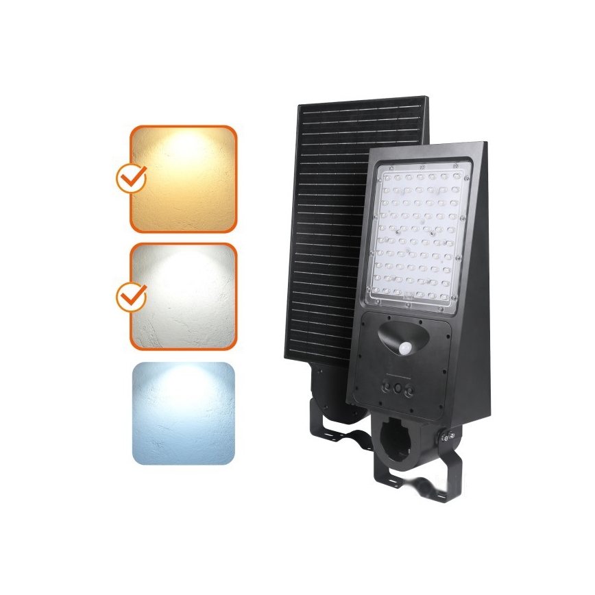LED-dæmpbar solcelledrevet gadelampe med sensor STREET LED/30W/9,6V 3000/4000K 6000 mAh IP65 + fjernbetjening