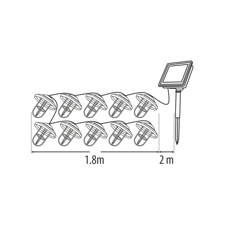 LED solcelle-lyskæde 10xLED/1,2V 300 mAh 3,8 m IP44 kobberfarvet