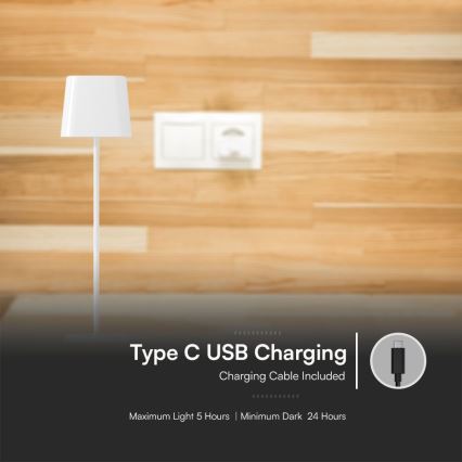 LED Solcelle dæmpbar magnetisk touch genopladelig bordlampe LED/5W/5V 3000-6000K 3600 mAh IP65 hvid