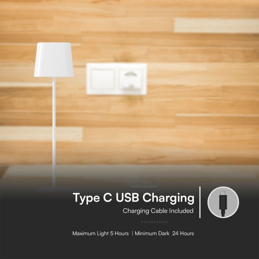 LED Solcelle dæmpbar magnetisk touch genopladelig bordlampe LED/5W/5V 3000-6000K 3600 mAh IP65 hvid