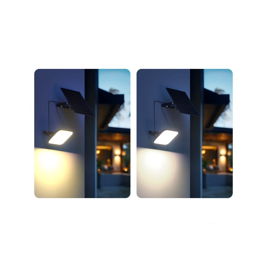 Dæmpbar LED-solcelleprojektør med sensor LED/10W/3,7V 3000/4000K IP65 3600 mAh + fjernbetjening