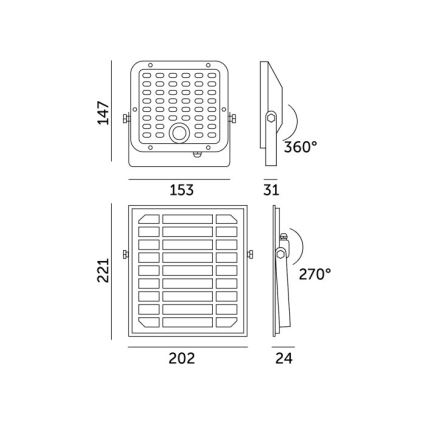 Dæmpbar LED-solcelleprojektør med sensor LED/10W/3,7V 3000/4000K IP65 3600 mAh + fjernbetjening