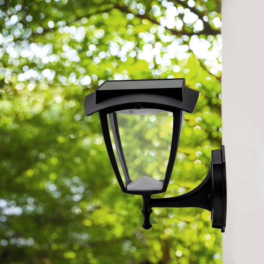 LED solcelle væglampe LED/2W/3,7V 3000/6000K IP65 2200 mAh sort