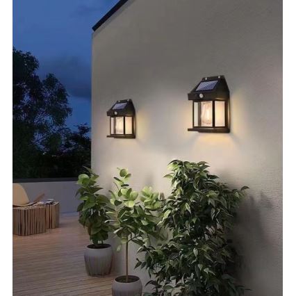 LED Solcelle væglampe med sensor LANTER LED/1W/3,7V 1200 mAh IP44 sort