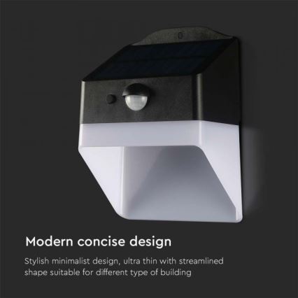 LED solcelle væglampe med sensor LED/2W/3,7V 4000K IP65 1200 mAh