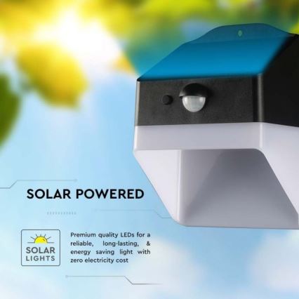 LED solcelle væglampe med sensor LED/2W/3,7V 4000K IP65 1200 mAh