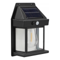 LED solcelle-væglampe med sensor LED/3,7 V 600 mAh IP44 sort