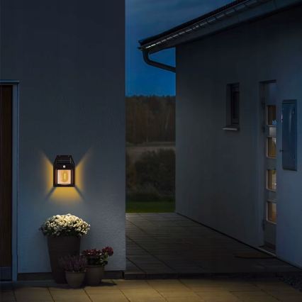 LED solcelle-væglampe med sensor LED/3,7 V 600 mAh IP44 sort