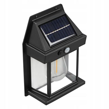LED solcelle-væglampe med sensor LED/3,7 V 600 mAh IP44 sort